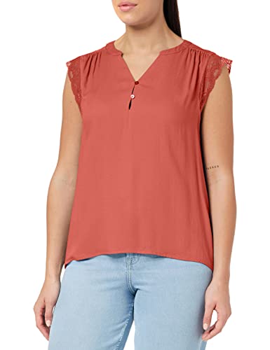 ONLY Women's ONLNINA Capsleeve TOP WVN T-Shirt, Calypso Coral, L