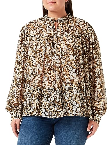 TILDEN Bluzka z długim rękawem, brązowa wielokolorowa, L damska, Wielokolorowy brąz., L