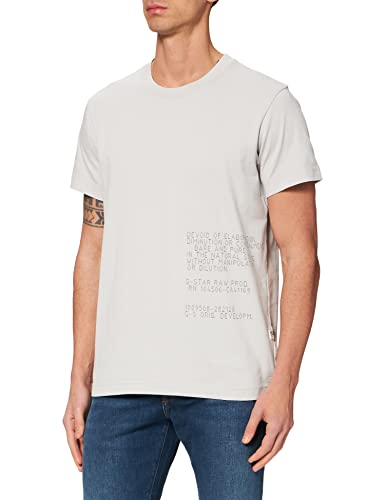 G-STAR RAW Tekst Koszulka męska, Szary (Micro Chip C784-c741), XS