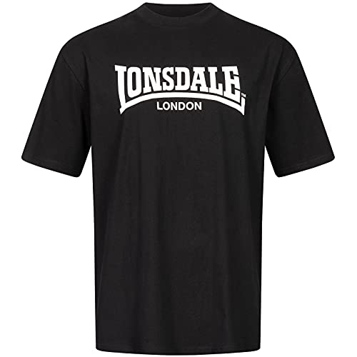 Lonsdale Męski T-shirt Keisley, czarny/biały, S