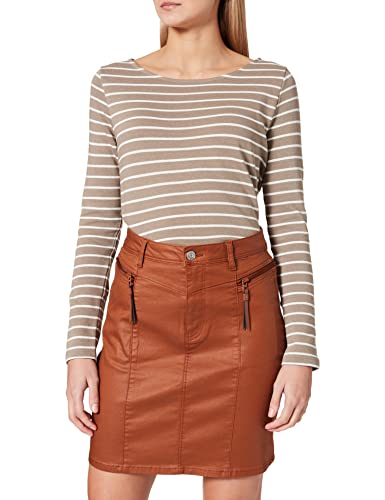 Comma CI Koszulka damska Langarm, 85g0 Jersey w paski, oliwkowy, 44-Plus