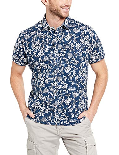 Pioneer Koszulka SS AOP Koszula męska Casual, Wielobarwny (Dark Navy 558), S
