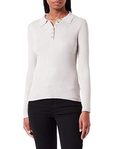 TOM TAILOR Denim Damski Sweter z kołnierzem 1033050, 30224 - Cloud Grey Melange, XL
