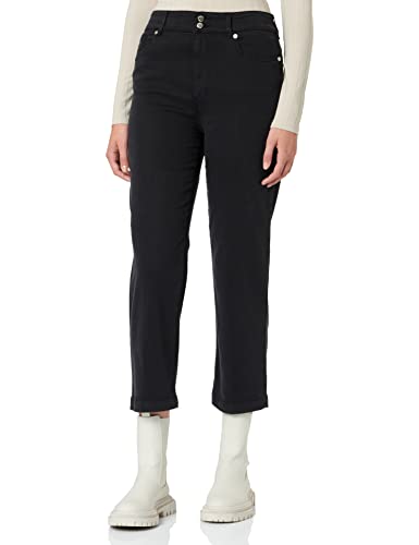 Love Moschino Damskie spodnie typu cropped garment dyed twill z czarnym błyszczącym tyłem na co dzień, Schwarz, 28