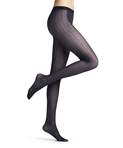 FALKE Kobiety Rajstopy Mindful Season W TI Trwałe przezroczyste z wzorem 1 Sztuka, Czarny (Black 3009), S-M