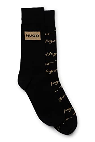 HUGO Męskie 2-częściowy zestaw upominkowy LUREX CC średnio-wysokie skarpety z logo, dwupak, czarny (Black1), 40-46 EU