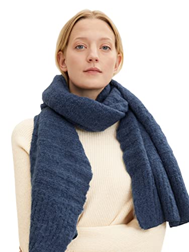 TOM TAILOR Damski Szalik z dzianiny o strukturze 1032647, 10904 - Stormy Sea Blue, ONESIZE