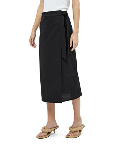 Minus Damska spódnica Shelba Linen Wrap 3, czarna, 8, Czarny, 34