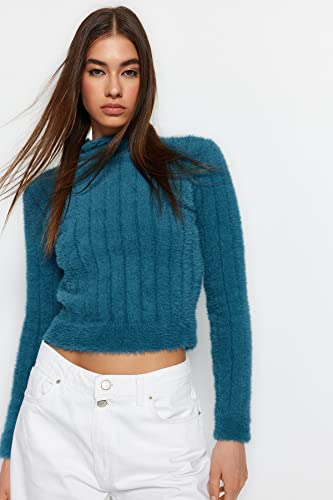 Trendyol Damski sweter z dzianiny o regularnym kroju, olej, M, Olej, M