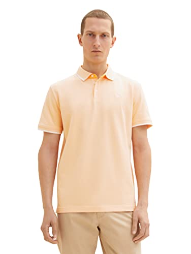 TOM TAILOR Męska koszulka polo, 31503 - pomarańczowy Vintage Beige Twotone, L