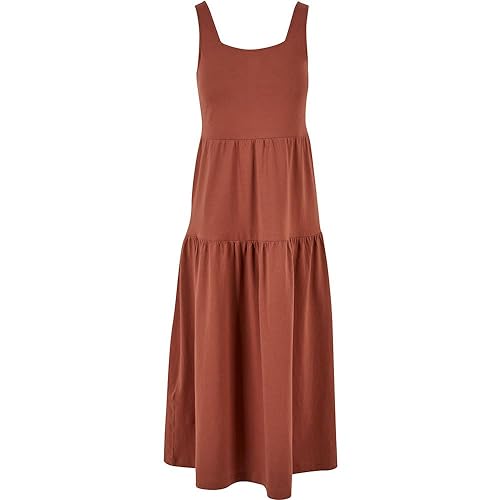 Urban Classics Damska sukienka z szerokimi ramiączkami i wstawkami z falbankami, damska letnia sukienka dostępna w 4 kolorach, rozmiary XS - 5XL, Terracotta, XL