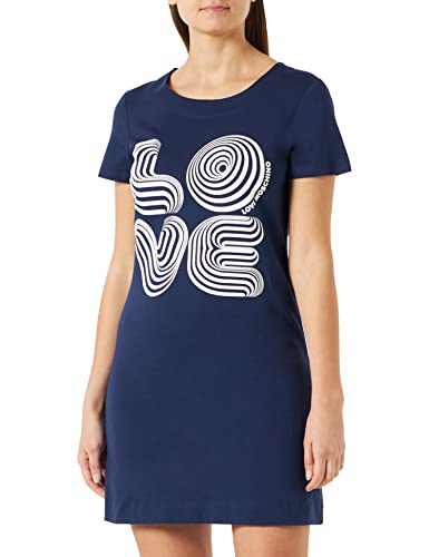 Love Moschino Damska sukienka z krótkim rękawem, trapezowa, ciemnoniebieska, rozmiar 44, ciemnoniebieski, 44