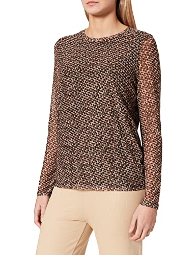 Gerry Weber Damska bluzka ze wzorem zebry, mankiety, bluzka z długim rękawem, wzór zwierzęcy, kremowy/piaskowy/czarny/nadruk, 48