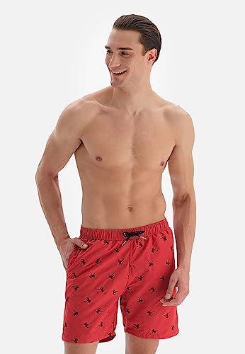 Dagi Męskie szorty kąpielowe z nadrukiem, czerwony, L