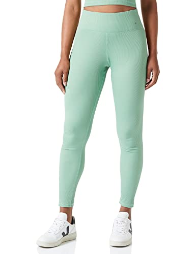 Champion Damskie sportowe C-Sport szybkoschnące 2 x 2 rozciągliwe prążkowane legginsy do jogi z wysokim stanem, pastelowa zieleń, L