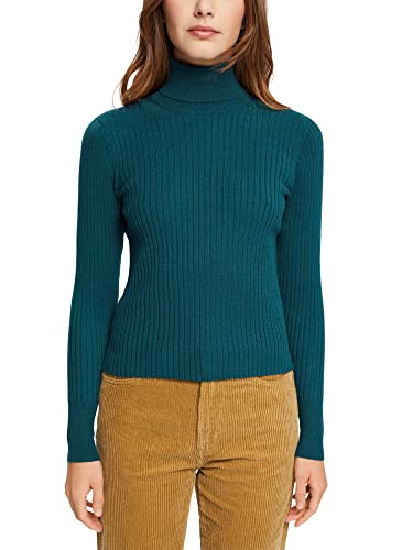 edc by ESPRIT Damski sweter 112CC1I301, 370/TEAL Green, S
