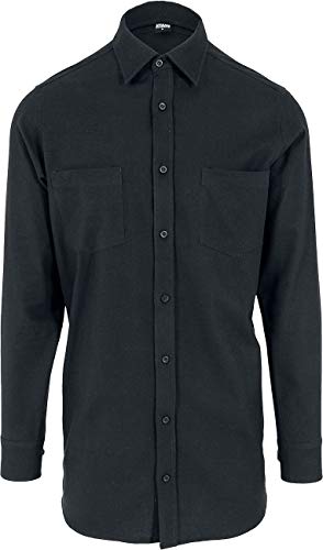 Urban Classics Męska koszula z zamkiem błyskawicznym z długim rękawem, flanelowa koszula na czas wolny, Black (Blk/Blk 00017), S