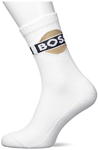 BOSS Męskie QS Rib Badge CC Short Socks, białe, 43-46, biały, 46 EU