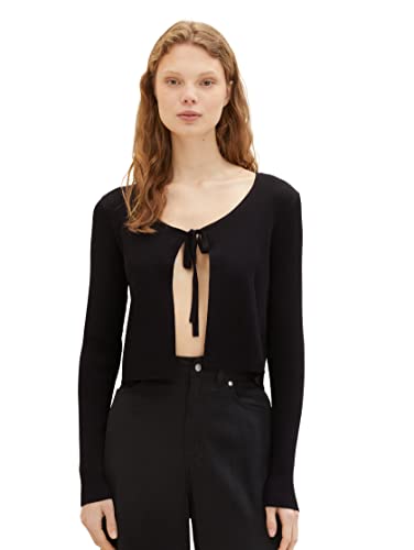 TOM TAILOR Denim Damski 1036858 kardigan kardigan, 14482-Deep Black, L, 14482 – Deep Black, L