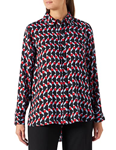 United Colors of Benetton Damska koszula 5uefdq02r, czarna geometryczny wzór 71 g, rozmiar S