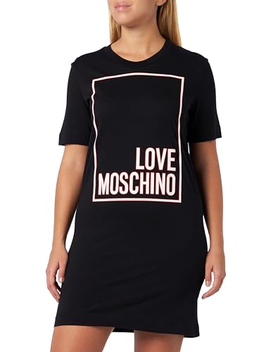 Love Moschino Damska sukienka z krótkim rękawem, regularny krój, czarna, 40 (DE), czarny, 40