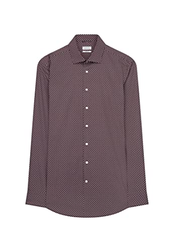 Seidensticker Męska koszula biznesowa, bez prasowania, o prostym kroju, krój regular fit, długi rękaw, kołnierz Kent, 100% bawełna, czerwony (Weinrot), 40