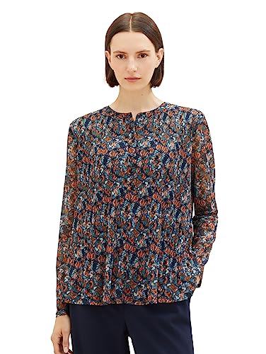 TOM TAILOR Damska koszulka z długim rękawem, 32370 - granatowy mały Tie Dye Floral, 3XL