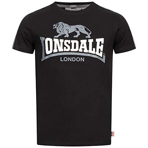 Lonsdale Męski t-shirt Bulverhythe, czarny/biały/szary., 3XL