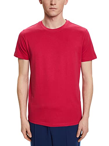 ESPRIT Męski t-shirt 993EE2K303, 650/DARK PINK, L, 650 / ciemnoróżowy, L