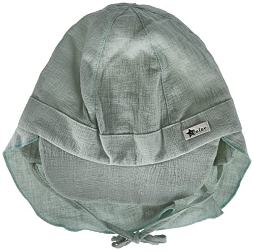 Sterntaler Chłopcy czapka z daszkiem do wiązania z ochroną karku, papierowy kapelusz przeciwsłoneczny, średni zielony, 51 cm