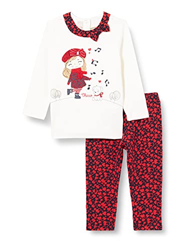 chicco Dziecięca dziewczęca koszulka Completo Bambina + legginsy sweter, Bianco E Rosso, 68 cm