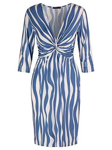 ApartFashion Damska sukienka z dżerseju, niebiesko-kremowa, normalna, Niebieski-kremowy, 42