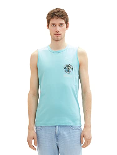 TOM TAILOR Męski tank top z nadrukiem fotograficznym, 31046 - Blue Tibetan Stone, S