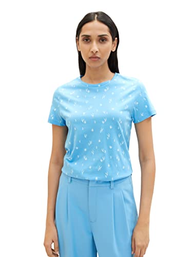 TOM TAILOR T-shirt damski, 32688 - Blue Mixed Flower Design, XXS