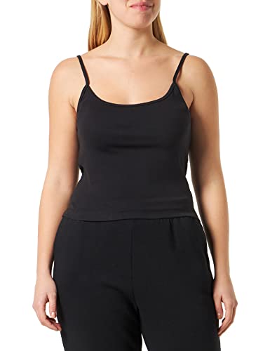 Champion Damska koszulka na ramiączkach Rochester 1919 z logo Cotton Lycra 2 x 2, prążkowana, krój slim, czarny, M