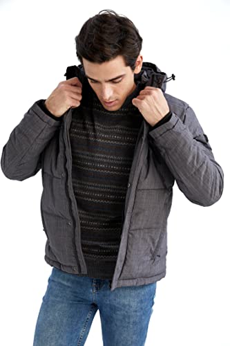 DeFacto Płaszcz męski do odzieży rekreacyjnej - DeFacto płaszcz męski do odzieży wierzchniej (szary melanż, XL), szary melanż, XL