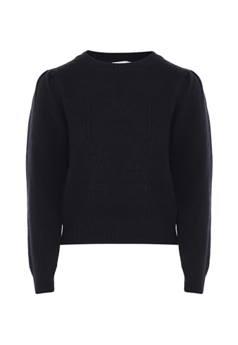 Blonda Damski sweter z dzianiny w stylu vintage z okrągłym dekoltem czarny rozmiar M/L, czarny, M