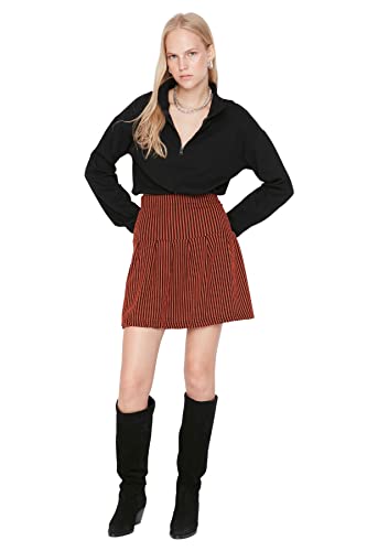 TRENDYOL Damska mini spódnica o linii A z dzianiny, Braun, XS