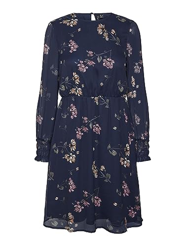 VERO MODA Vmmilla Ls Abk Dress WVN Ga Noos letnia sukienka, Navy Blazer/Aop: Sallie, L