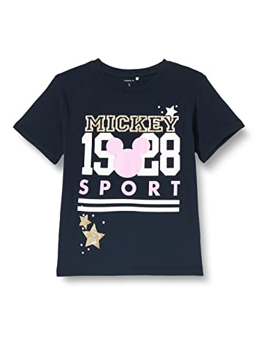 NAME IT Koszulka dziewczęca NKFAXINA Mickey SS Loose Top WDI, ciemny szafir, 146/152