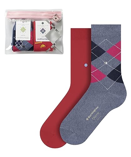 Burlington Kobiety Skarpety Travel Pouch W SO Organiczna Bawełna z wzorem 2 Pak, Wielokolorowy (Sortiment 0050), 36-41