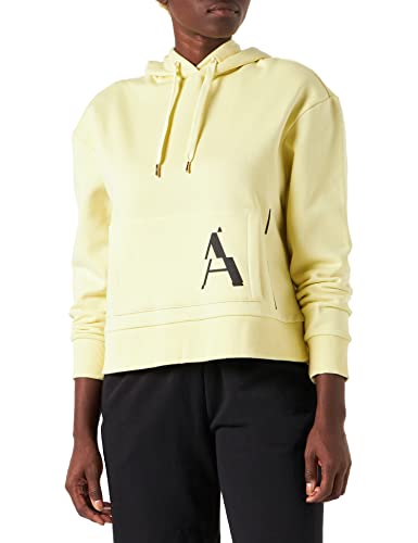 Armani Exchange Damska bluza z kapturem, kieszenie, logo na przodzie, Spotlight Green, Large