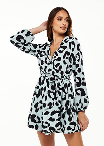 Liquorish Damska sukienka ślubna z niebieskim nadrukiem zwierzęcym, 14