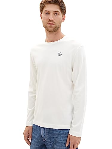TOM TAILOR Męski T-shirt z długim rękawem, 11186 – Blanc De Blanc White, M