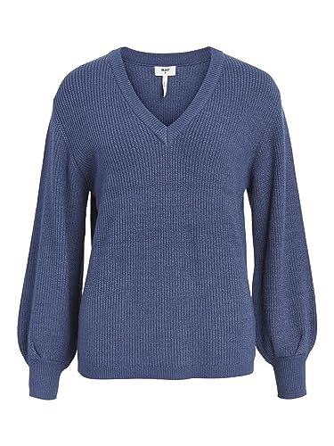 Object Damski sweter z dzianiny prążkowany wzór, Bijou Blue, XS