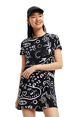 Desigual Damska sukienka z symbolem kamizelki, 2000, czarna, casualowa, S