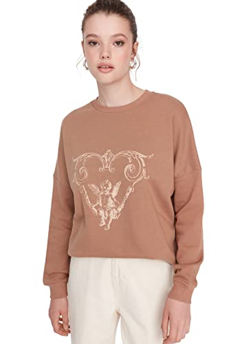 Trendyol Damska bluza TWOAW22SW0701/Vizon, kolor norek, S, Kolor norek