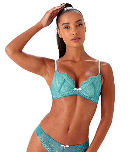 Gossard Superboost Plunge Koronkowy biustonosz, Błękitny ocean, 70G