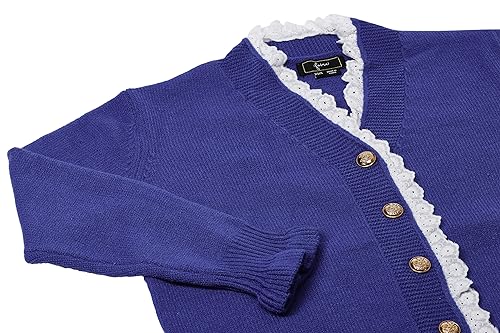 faina Damski sweter z dzianiny w stylu vintage z koronką kwiatową i koronką akryl niebieski rozmiar XS/S, niebieski, XS