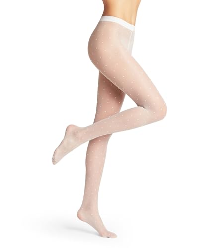 FALKE Kobiety Rajstopy Dot 15 DEN W TI Superprzezroczysty 15 Den przezroczyste z wzorem 1 Para, Biały (White 2209), L